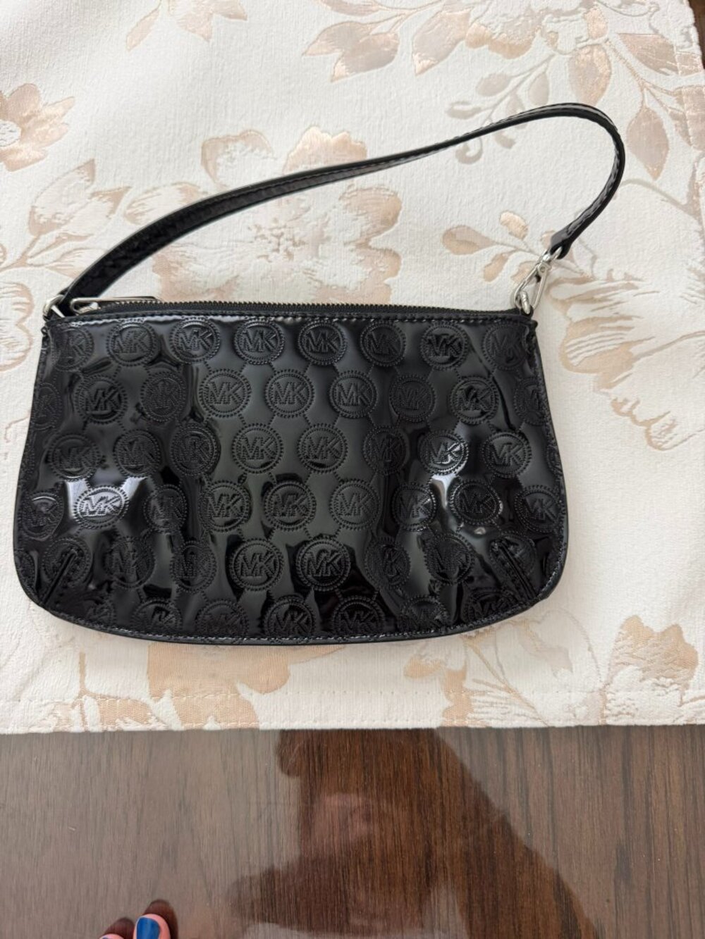 Michael Kors Black Patent Leather Monogram Wristlet - Picture 2 of 3